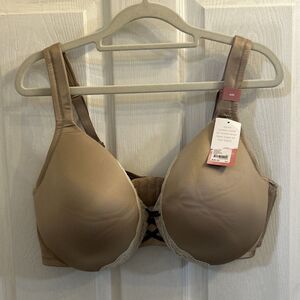 NWT Cacique Full Coverage Underwire Bra 42D Beige Nude Lace Crisscross Detail